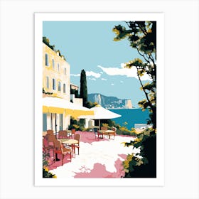 Capri, Italy, Flat Pastels Tones Illustration 3 Art Print