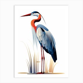 Colourful Geometric Bird Great Blue Heron 1 Art Print