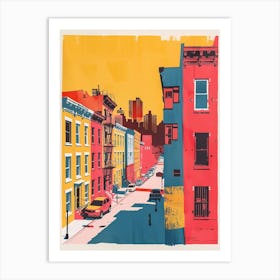 Bushwick New York Colourful Silkscreen Illustration 2 Art Print