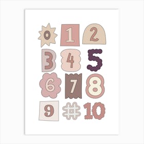 Kids Numbers Chart Pink Art Print