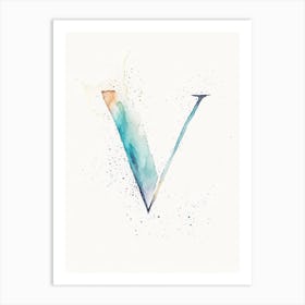 V, Letter, Alphabet Minimalist Watercolour 2 Art Print