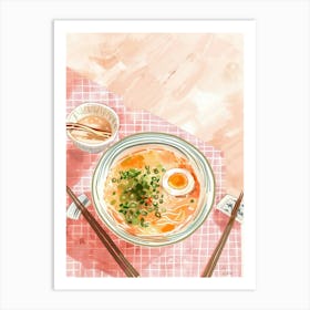 Pink Breakfast Food Miso Soup 3 Art Print