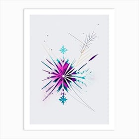 Cold, Snowflakes, Minimal Line Drawing 1 Art Print
