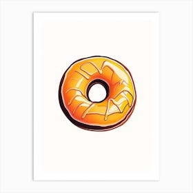 Honey Glazed Donut Abstract Line Drawing 1 Art Print