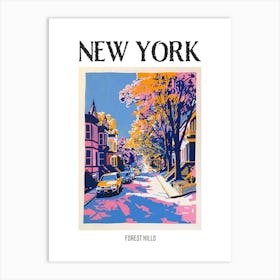 Forest Hills New York Colourful Silkscreen Illustration 3 Poster Art Print