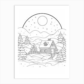 Winter Wonderland Landscape Line Art 2 Art Print