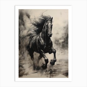 A Horse Painting In The Style Of Tenebrism 4 Art Print