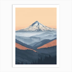 Mount Hua China Color Line Drawing (5) Art Print