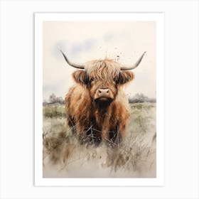 Highland Cow In The Grassy Land 2 Art Print