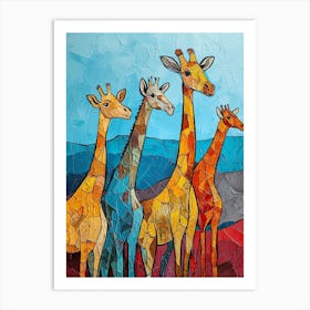 Geometric Impasto Giraffe Art Print