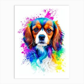 Cavalier King Charles Spaniel Rainbow Oil Painting Dog Art Print