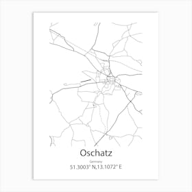 Oschatz,Germany Minimalist Map Art Print