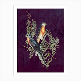 Two Birds Perched On A Branch Art Print