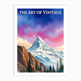 Vintage Mountain Art Print