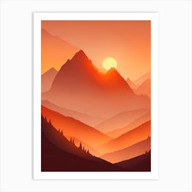 Misty Mountains Vertical Composition In Orange Tone 243 Art Print