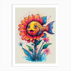 Goldfish Flower Art Print