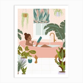 Girl In A Bathtub Bathroom Art Print