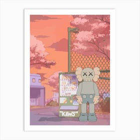 Kaws and machine drink Art Print