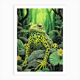 Leopard Frog Green Realistic 1 Art Print