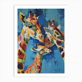 Giraffe & Calf Bold Colours 2 Art Print