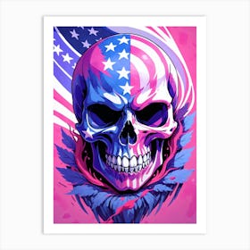 American Flag Floral Face Evil Death Skull (29) Art Print