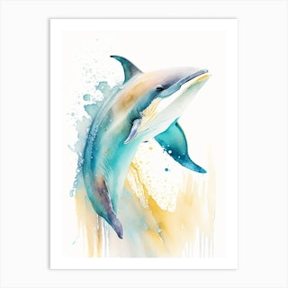 Common Dolphin Storybook Watercolour  (1) Art Print