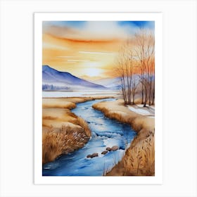 Watercolor Of A River 4 Art Print