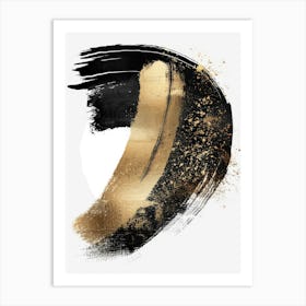 Gold Brush Stroke 1 Art Print