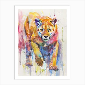 Puma Colourful Watercolour 1 Art Print