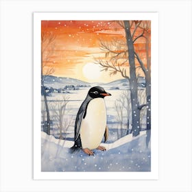 Winter Bird Painting Penguin 1 Art Print