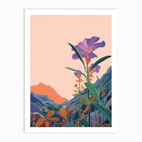 Boho Plant Painting Spiderwort Purple Heart 1 Art Print