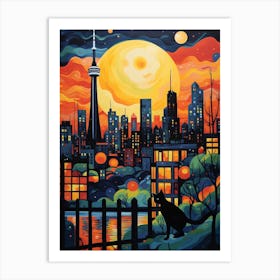 Toronto, Canada Skyline With A Cat 0 Art Print