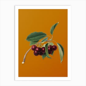 Vintage Cherry Botanical on Sunset Orange n.0589 Art Print