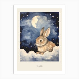 Baby Hare 4 Sleeping In The Clouds Nursery Poster Art Print