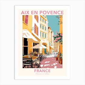 Aix En Povence, France, Flat Pastels Tones Illustration 2 Poster Art Print