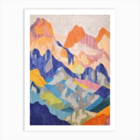 Zugspitze Germany 1 Colourful Mountain Illustration Art Print