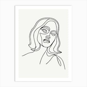 Single Line Woman's Face Monoline Illustration 2 Art Print