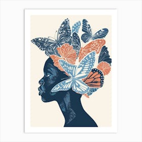 Butterfly In A Woman'S Hair Art Print