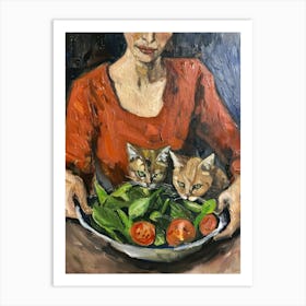 Cats And Salad Art Print