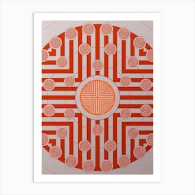 Geometric Abstract Glyph Circle Array in Tomato Red n.0244 Art Print