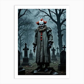 Creepy Clown ON Cemetery Art Print