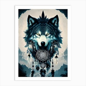Dreamcatcher Wolf 6 Art Print