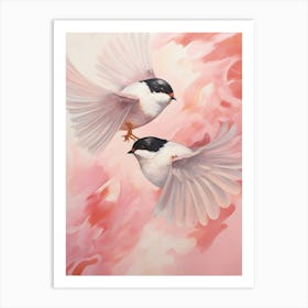 Pink Ethereal Bird Painting Carolina Chickadee 3 Art Print