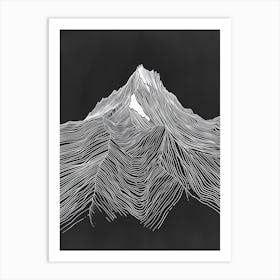 Beinn Mhanach Mountain Line Drawing 8 Art Print