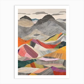 Stob Ban (Grey Corries) Scotland Colourful Mountain Illustration Art Print