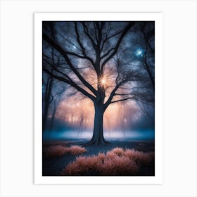 Tree In The Fog Print Art Print