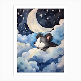 Baby Skunk Sleeping In The Clouds Art Print