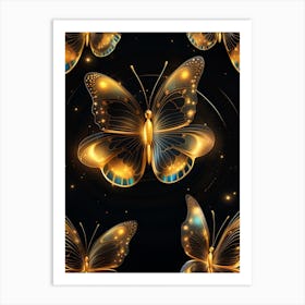 Golden Butterflies 14 Art Print