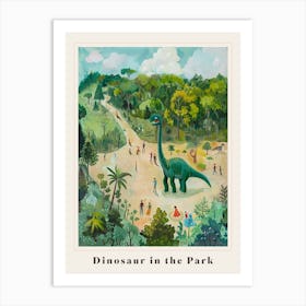 Dinosaur In The Park Painting Poster Art Print