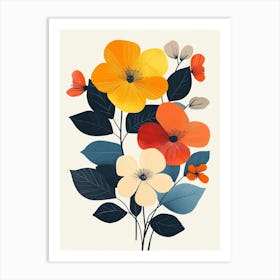 Flowers On A White Background Art Print